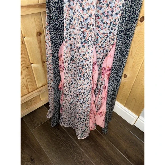 Anthropologie Sleeveless V-Neck Ruffle Midi Dress Size XL Floral Feminine Fairy - Picture 4 of 7